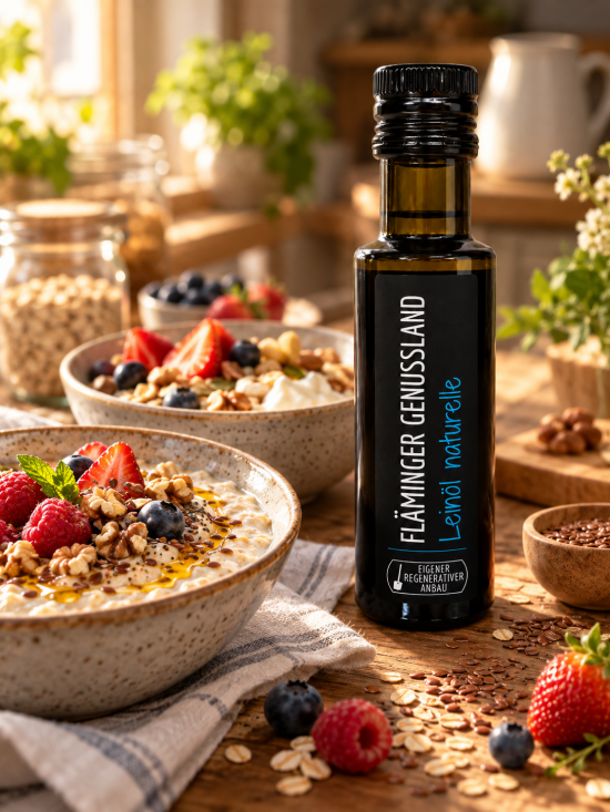 Leinöl 100 ml kaltgepresstes Omega 3 Öl - Fläminger Genussland